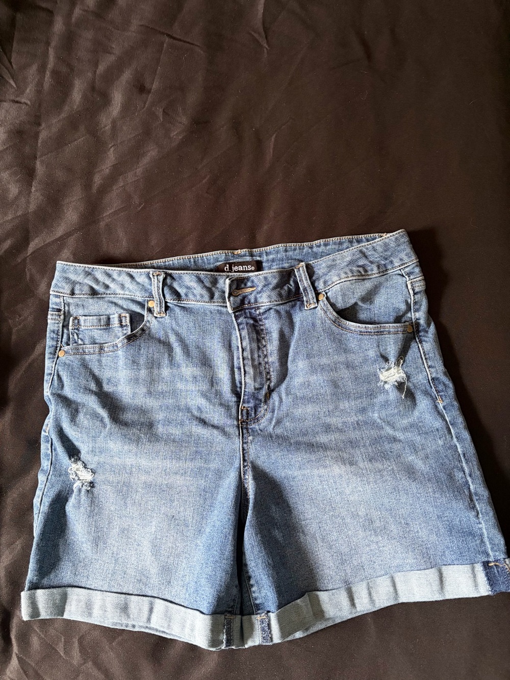 d. jeans Light Blue Distressed Cuffed Denim Shorts